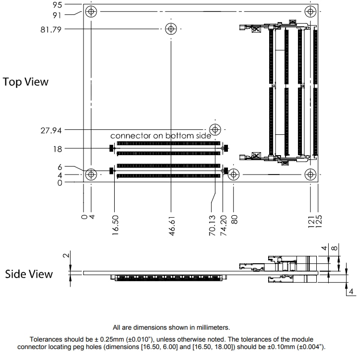 Technische Zeichnung - ADLINK Technology Express-CFR Typ 6 Module